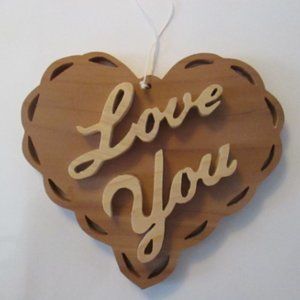 Love You Heart Shaped Wooden Valentine Ornament